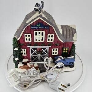 Carole Towne Collectible Grandpa Allen's Barn 2018 Christmas Village Farm WORKS